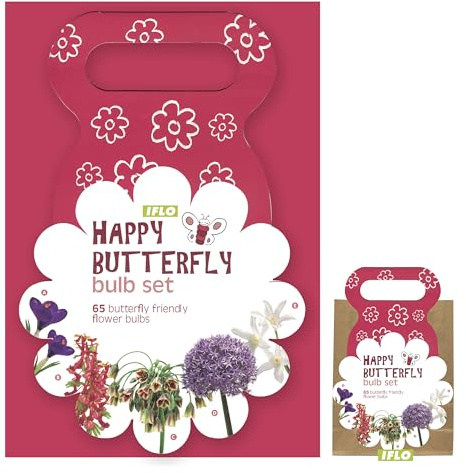 Blumenzwiebeln für Schmetterlinge und Bienen im Frühling in Geschenkverpackung, viele botanische Sorten gemischt für idyllisches und buntes Beet im Garten - PREMIUM (Happy Butterfly)