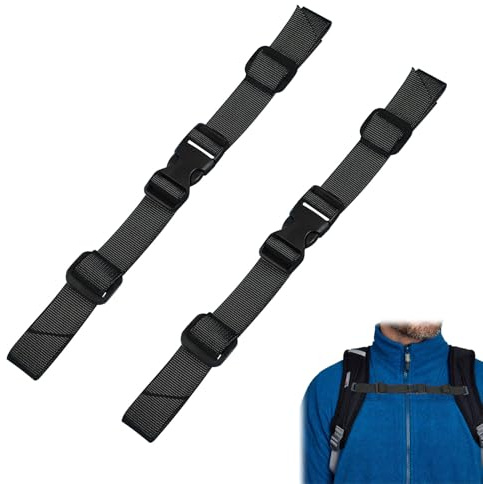 AZWOOD Adjustable Chest Strap for Backpacks, 2 Pieces Sternum Straps Replacement, Durable Quick-Release Buckles, Universal Fit for Hiking, Running, Traveling, Outdoor Sports, School Bags