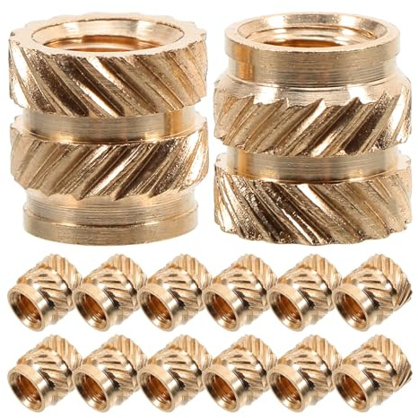 BIUDECO Écrous à Sertir Thermofixés en Laiton M4, Insert Fileté Moleté, Lot de 50 set de Pièces pour Fixation Chaude, Inserts D’Écrous Encastrés pour Moulage par Injection et Assemblage