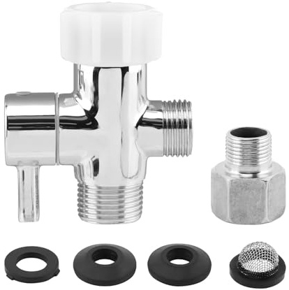Bidet T Adapter with Shut Off Valve,3 Way T Valve for Bidet 7/8'' X 7/8'' X 1/2'', Toilet Shut Off Valve with Tee Connector Bidets Attachment for Toilet,T Adapter with Washers for Handheld Toilet