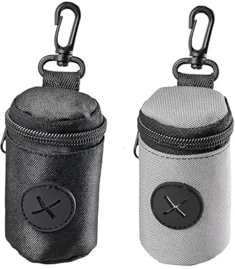 2 Pcs poo bag holder,dog poop bag holder,poo bag dispenser,Black,Grey | Lightweight Portable and Durable Dog Poo Bag Dispenser for Outdoor Walking Traveling Pet Owners