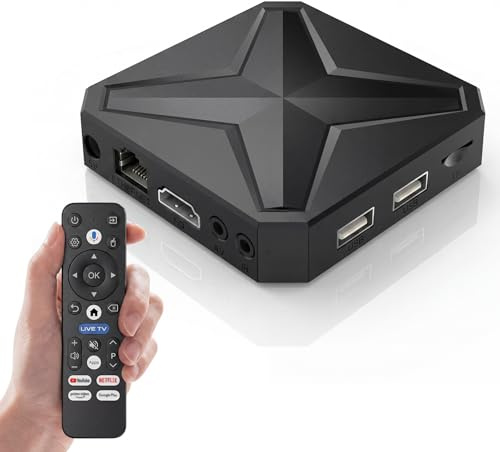 Android TV Box 14.0 Media Player, Smart Tv Box, RK3518 Quad Core Android Box, 2GB RAM 16GB ROM, Bluetooth 5.4, Support 8K and 2.4G/5.8G dual-band Wifi, Streaming Device With Voice Remote Controller