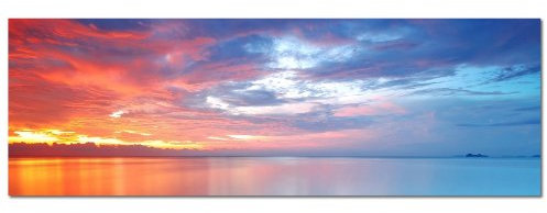 150x50cm PANORAMA BILD XXL TOP Bilder neu (fabelhafter Sonnenuntergang am Meer) NEU Wandbild xxl günstig & modern ART PRINT Wandbilder Bilder EXKLUSIVES Fotowandbild auf Leinwand und Keilrahmen Bild Leinwandbild Fotodruck modern Zeitlos Stilvoll wie ein Gemälde Ausführung schöner Kunstdruck auf echter Leinwand als Wandbild mit Rahmen. Preiswerter als Ölbild Gemälde Foto Poster Plakat mit Bilderrahmen.