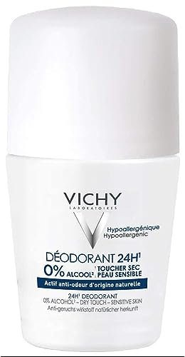 Vichy Desodorante 24 horas, Tacto Seco, Suave, Antitranspirante, Sin Sales De Aluminio, Ingredientes naturales antiolor, Roll-on, Apto para Pieles Sensibles, 50ml