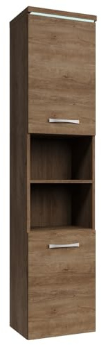 Badplaats Badezimmerschrank Paso 35 x 35 x 160 cm Braun Eiche - Hoch Badschrank Mit 2 Türen