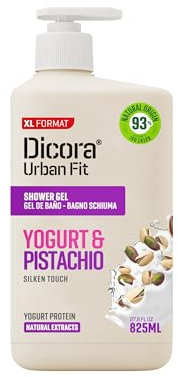 Dicora Urban Fit | Gel de Ducha Proteins Yogurt & Pistacho | Gel de Baño Cremosidad e Hidratación Profunda | Protección contra impurezas | Tamaño 825 ml
