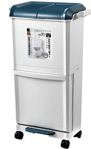 Poubelle Cuisine, Poubelle Tri Selectif 2 Bac, 2 X 20 L Double Poubelle à Double Compartiment pour le Tri Des DéChets, avec Couvercle Anti-Odeur, pour Salle de Bain, Cuisine, Bureau, Maison,Blue