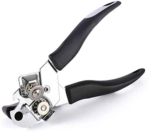 Manual Can Opener Stainless Steel Tin Can Opener Professional Beer Cans Bottle Opener Kitchen Gadget Multifunction, Black