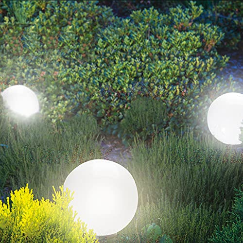 Manningham Lighting Outdoor IP44 Giant Jumbo Sphere Ball Garden Light - 470mm IDAVA Round Spike Lamp Mains 240V E27 Supplied with 18W LED Bulb Cool White - Patio Pathway Driveway Lighting
