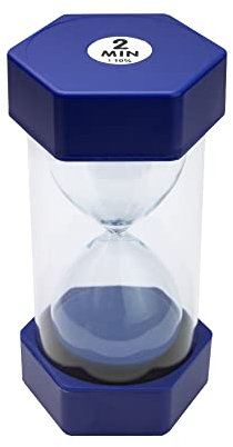 TeacherFav Sanduhr für Kinder – 2 Minuten, Blau – 6,3 Zoll große Sanduhr mit Acrylbeschichtung für Klassenzimmer, Zuhause und Kinderzimmer – Große Einzelpackung