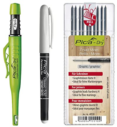vasalat Pica Permanent Marker + Pica Dry Tieflochmarker Graphit + 10 Ersatzminen