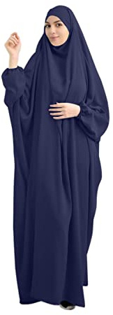 RLLJS Frauen Muslimisches Kleid Ramadan Einteiliges Gebetskleid Hijab mit Kapuze Abaya Dubai Full Cover Islam Robe African Turkey Kaftan