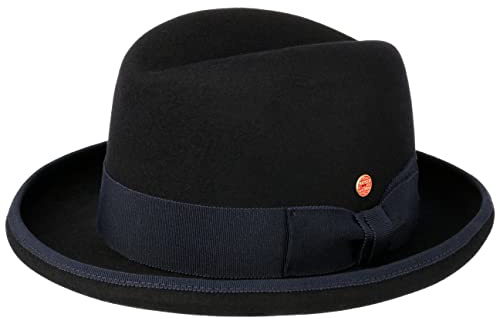Mayser Homburger Filthatt Herrar - herrhattar filthattar vinterhatt med grosgrain band, kantband Vinter Höst Sommar Vår Sommar-Vinter - XL (60-61 cm) mörkblå