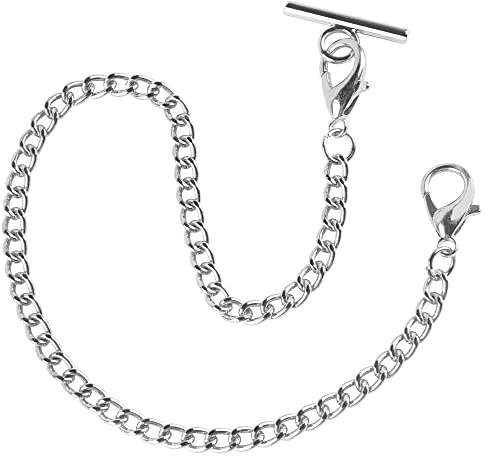 Pocket Watch Albert Vest 14 Inch Chain with T Bar & Lobster Clasps Watch Chain Link Vest