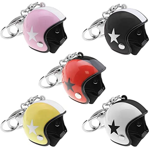 The Lord of the Tools 5pcs Porte-clés Moto Casque Pendentif Mignon Charme Porte-clés Sac à Dos Ornement Bourse Porte Clés Décoration pour Femmes Hommes, 5 Couleurs