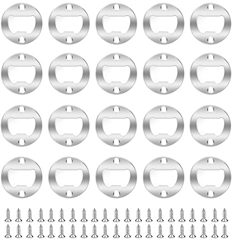 20 Set Stainless Steel Bottle Opener Insert Kits Metal Beer Bottle Opener Beer Wine Hardware Parts with 42Pcs Screws for DIY Resin Mould Kit Bottle Opener (Silver)