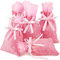 24 Pezzi Sacchetti Confetti Rosa 10X8cm con 24 Tulle Confetti e 22m Nastri Sachetti Iuta Bomboniere Battesimo Nascita Matrimonio