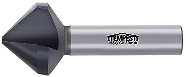 ITEMPESTI Kegelsenker 90 Grad HSS M35 Senkbohrer 30mm 3-Nuten-Fasenschneider Bohrer - TiAlN Beschichtung - robust und hitzebeständig - für Edelstähle - Schaft 12 mm