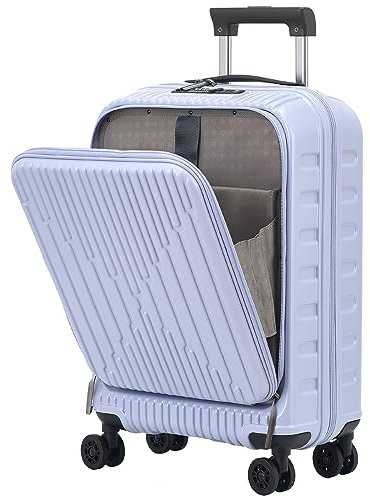 Kaleenie 19 Zoll Handgepäckkoffer mit Fronttasche für 15,6 Laptop, 35 x 23 x 55 cm, 43 l, leichtes ABS+PC Hartschalen-Handgepäck, TSA-Schloss & YKK-Reißverschlüsse mit HINOMOTO 360°-Rollen, Lila