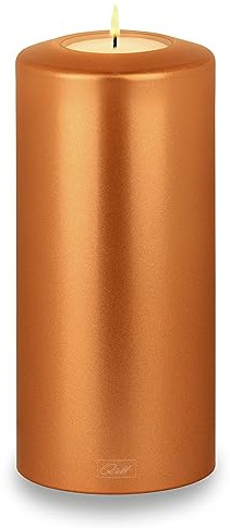 Qult Farluce Classic Metallic Kupfer • ∅ 10 cm Höhe 21 cm • Teelichthalter in Kerzenform • Kunststoffkerze in Kerzenoptik • Mit Teelichteinsatz • inkl. 1 TLM16 Maxilight Teelicht