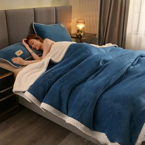 DIRKES Mantas cálidas de Franela para otoño e Invierno, Manta Gruesa de Tres Capas para Dormir, Manta ponderada Suave y cálida