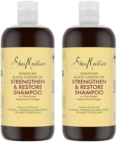 SHEA MOISTURE Jamaican Black Castor Oil Strengthen & Restore Shampoo sulphate free shampoo for natural, chemically processed, or heat styled hair 473 ml (Pack of 2)
