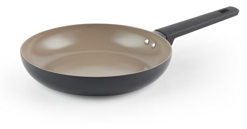 Salter Pfanne aus recycelter Keramik 24 cm, PFOA- und PFAS-frei | 100 % recycelter Aluminiumkorpus, keramische Antihaftbeschichtung, induktionsgeeignet, Soft-Touch-Griff, Innenseite Pilzton