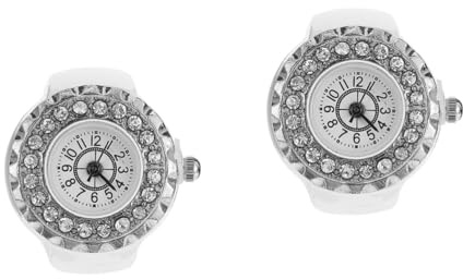 SAFIGLE 2stücke Dekorativer Damenring Mit Diamanten Elegante Ringuhr Für Frauen Modisches Schmuckstück Für Besondere Anlässe Geburtstag Und Feiertage