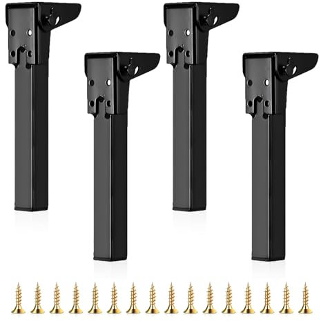 JOLIGAEA 4 Stück Klapptischbeine, 60CM Möbelstützbeine, Faltbare Tischbeine, Metall Schreibtischbeine, Möbelfüße mit Bodenschoner und Schrauben Verfügbar für Schreibtisch Esstisch, Couchtisch, Tisch