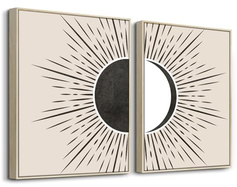 hyidecorart Boho Bilder mit Rahmen Wohnzimmer Modern Gemälde 40x60 cm | Prächtiges Ornament, HD-Druck, Einfach Aufzuhängen, Leinwandgewebe, Für Viele Räume, Flexible Wanddeko, Geschenk