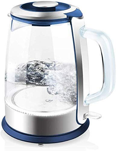 Bollitori Bollitore elettrico in vetro da 1,5 litri, bollitore per acqua ecologico con LED illuminato, protezione contro l'ebollizione, riscaldamento da 1850 W presente Safehappy