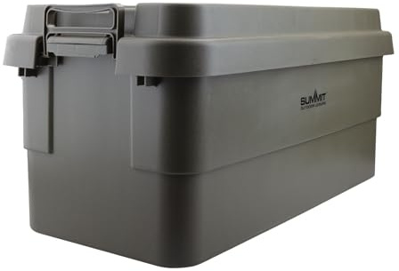 VFM e-Store - 70L Storage Boxes With Lids - Durable Green Camping Box With Carry Handles for Safe Dry Outdoors - Ideal for Camping, Hiking, Holidays, Travel - 39 X 36 X 76cm
