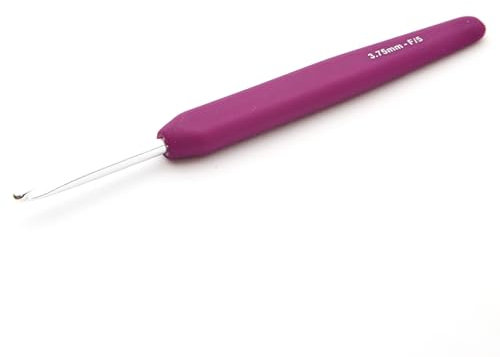 KnitPro Waves Crochet Hooks – 3.75mm Crochet Hook, Ergonomic Soft Handles, Soft Rubber Grip for Arthritic Hands, Light & Comfortable Crochet Needles for Knitting, Rotal Plum