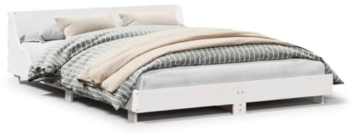 Buzaza Massivholzbett ohne Matratze Weiß 120x190 cm Holz Bett Massivholzbett Bed Frame Bettgestell Bett Holz Kiefernholz - 850747