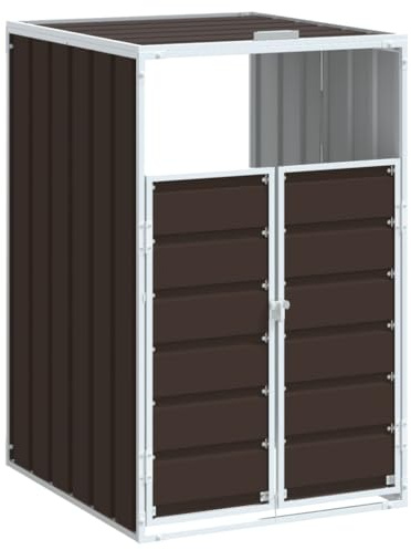vidaXL Skjul för sopkärl brun 72x81x115 cm stål, skjul för soptunna, dölja soptunna, skjul för källsortering, dölja sopkärl, förvaring sopkärl