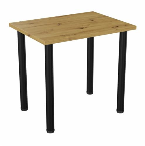 PLATAN ROOM Esszimmertisch Boston 80 x 60 cm, 100 x 60 cm Esstisch, Küchentisch, Bürotisch, Schreibtisch Kleiner Tisch Computertisch Eiche Artisan, Weiß (Artisan mit schwarzen Beinen, 80 x 60 cm)
