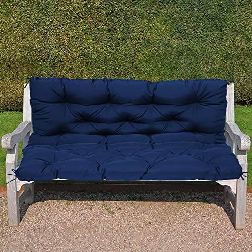 Wasserdichtes Sitzkissen für Gartenbank mit Rückenlehne, 3-Sitzer, Terrassenstuhl, Auflage für Schaukel, Sofa, Veranda, Matte, rutschfeste Bänder, Blau, 150 x 100 x 10 cm
