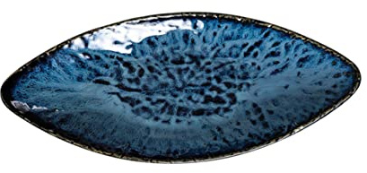 Ceramic Sushi Plate Salmon Shape Blue Serving Dish for Family Dinners | Sashimi Plate, Classic Attractive Style, for Restaurants, Decorative Food Tray, Household Dining Use
