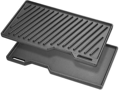Gusseisen Grillplatte für Burnhard Fred Serie Gasgrill, Plancha für Burnhard Fred, Fred JR, Burnhard Big Fred, Fat Fred, Taino Platinum, Black 4/6 Serie, 41,5 x 23,5CM Wendeplatte Ersatzteile