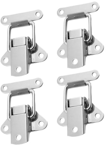 4Pcs Stainless Steel Cabinet Latch Hasp Toolbox Toggle Lock Hasp Toggle Latch Mini Clamps Box Clasp Buckle Trunk Latch Catches