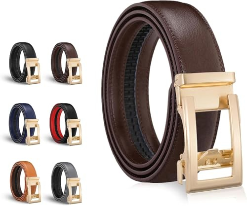 ILESTDG Majestic Gürtel Damen – Automatische Schnalle, Modisches Design Mit Goldoptik, Vielseitig Für Rock, Jeans & Casual Looks (Braun,130)
