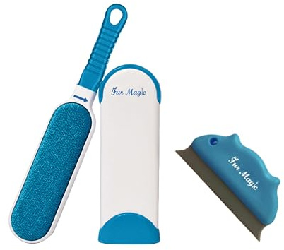 Fur Magic Pet Fur Remover Brush & Scraper for Dogs & Cats, Sofa & Clothes | Reusable fur remover, self-cleaning base, removes dog and cat hair from furniture, carpets, upholstery, stairs and clothes