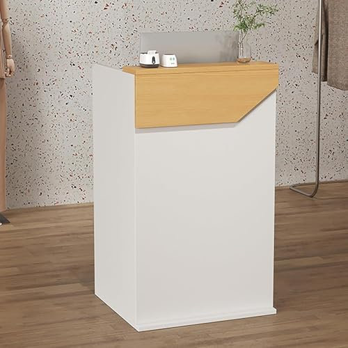 Generisch Moderner Empfangstresen aus Holz mit Theke für Salon, Büro, Boutique, Lobby, Hellbraun
