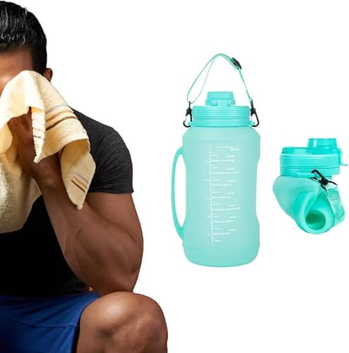 Générique Gourde en Silicone Pliable avec Poignée - Bouteille d’Eau Isotherme de 2L - Bouteille Eau Reutilisable - Randonnée - Velo - Sport - Homme et Femme - Adulte et Enfant
