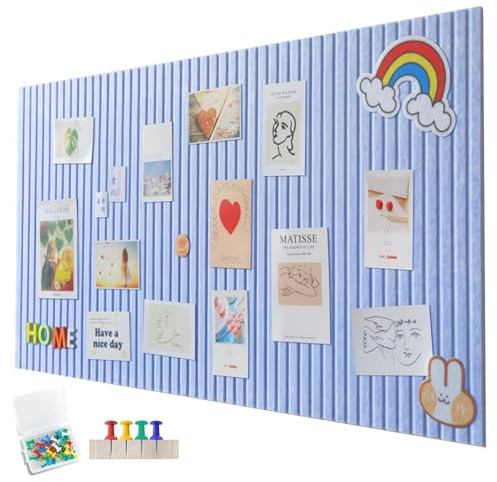 60 x 40 cm, grande bacheca in feltro, autoadesiva, bacheca decorativa in feltro, spessore 0,9 cm, pieghevole, lavagne memo per ufficio, cucina, azzurro