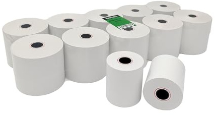 20 Rolls of 57mm x 80mm Thermal Till Rolls–BPA-Free Receipt Paper for POS, Cash Registers, PDQ Machines with Red Warning Strip