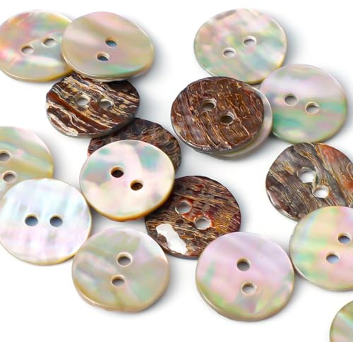 Nähknöpfe aus Perlmutt, 50 Stück Naturperlmuttknöpfe 15 mm 2 Löcher runde dunkle Knöpfe zum Nähen für DIY-Bastelarbeiten Handarbeiten Reparaturen an Anzügen und Hemden
