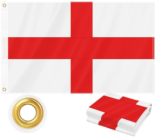 England Flag 90 x 150 cm Outdoor, Double Sided Heavy Duty 210D Oxford Fabric | 4 Rows Stitching, St. George's Cross with 2 Brass Grommets for Wall, Garden, Indoor Outdoor English National Decorations