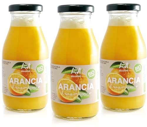 Agricola Miglioretti - 3x255ml Succo di arancia bionda 100% Biologico, Spremuta a Freddo senza Zuccheri Aggiunti - Prodotto Italiano Naturale e Dissetante