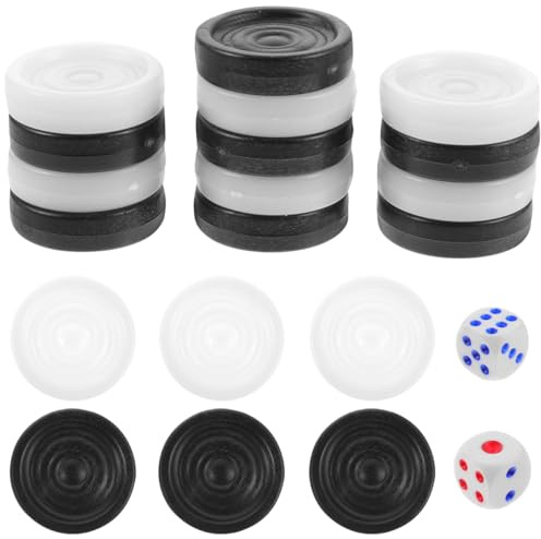 Milisten Backgammon Spielsteine Kunststoff Runde Ersatzstücke Schwarz Weiß 2.20X2.20X0.24In Tragbare Brettspiel Zubehör Für Backgammon Und Dame